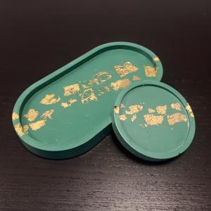 JES Set Oval+Rotund mic 1 realizate din Jesmonite - rășină acrilică polimer-mineral bicomponentă pe bază de apă.